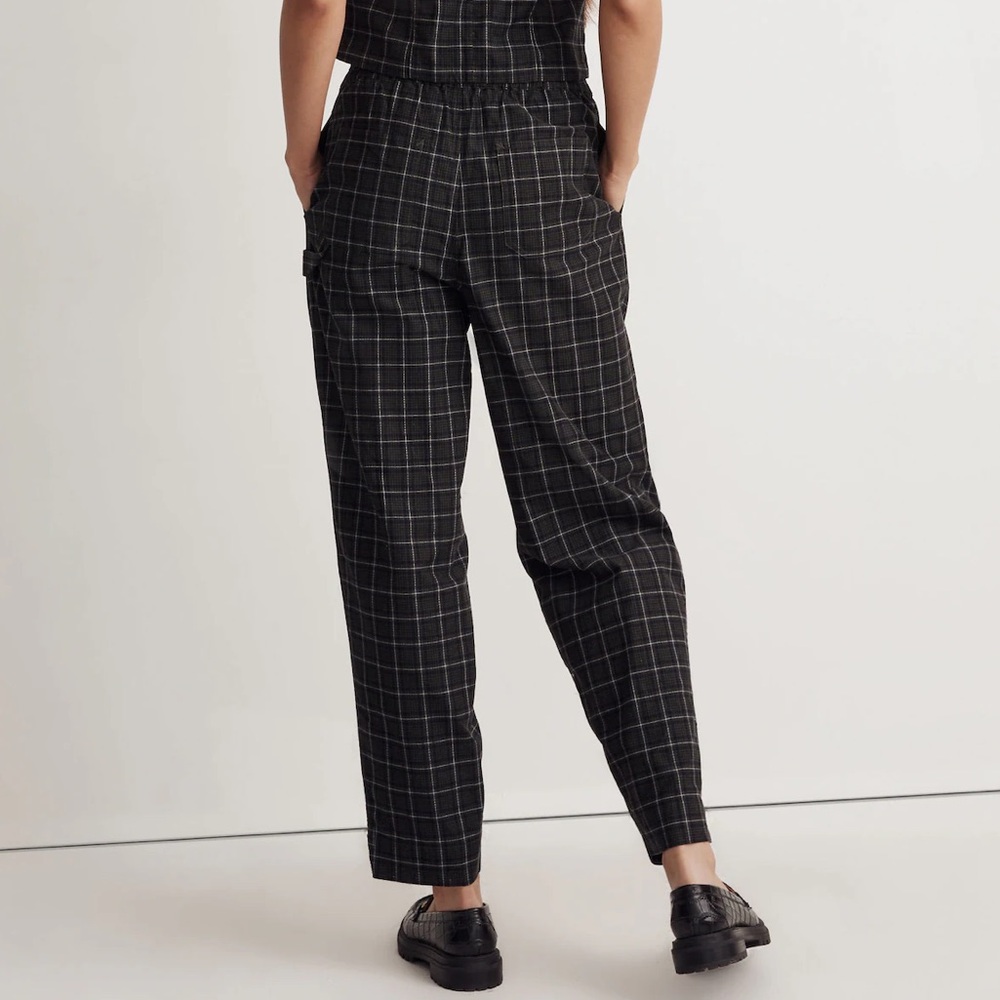 Madewell Dark Green Blue Plaid Corduroy Pull-On Tapered Pants Carpenter Loop S - Picture 10 of 15
